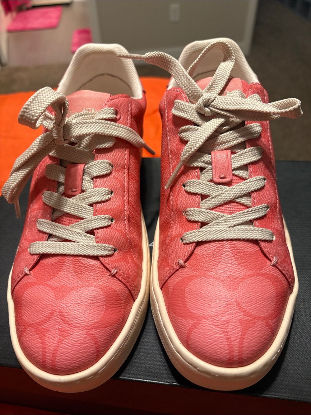 Coach Coral Pink Low-Top Lace-Up Sneakers
